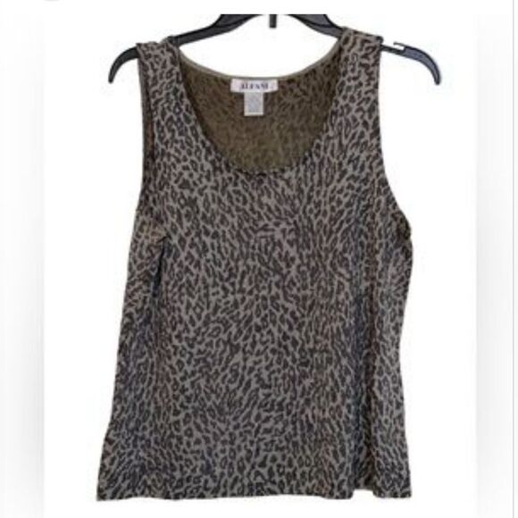 Alfani L SILK Blend Beige Black Animal Print Sequin Women's Tank Top - Picture 1 of 9